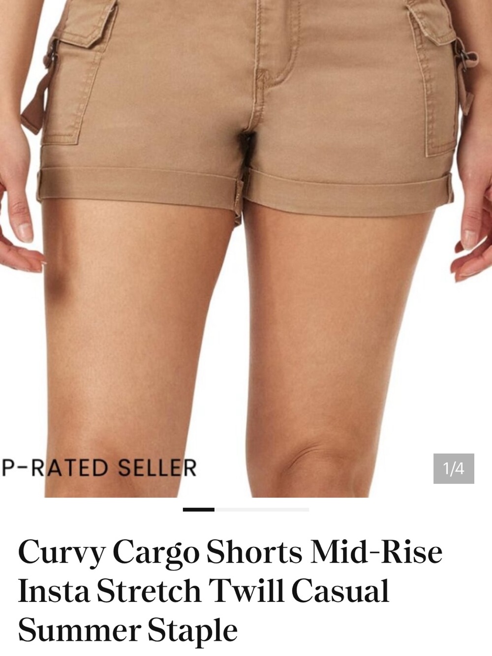 Curvy Cargo Shorts Mid-Rise in Tan